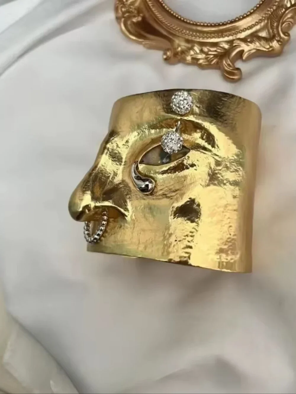Schiaparelli Inspired Surrealist Face Cuff • Luxury Statement Jewelry